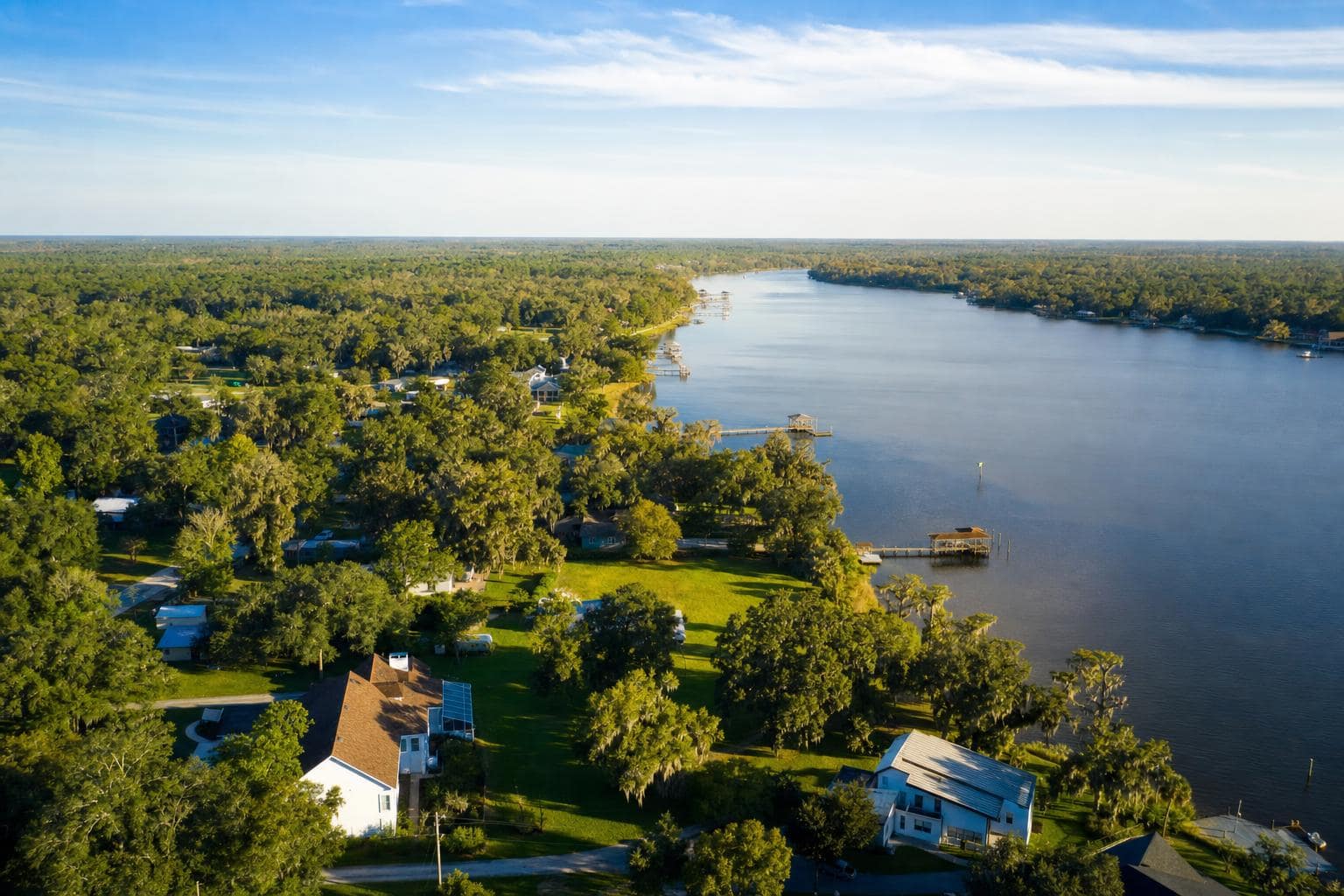 best neighborhoods in north jacksonville — aerial view of St. Johns River communities in 32226